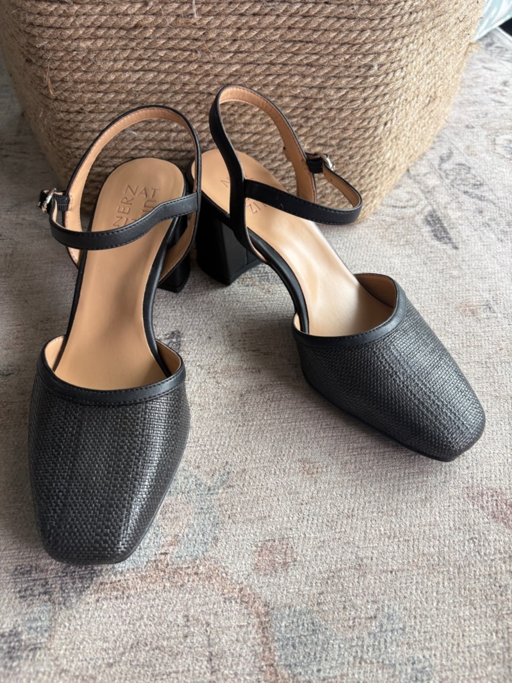NWT Naturalizer Black Ankle Strap Block Heel Pumps, size 8.5M